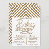 Glitzer, weiß und goldfarben, Babydusche - Einladu Einladung (Vorne/Hinten)