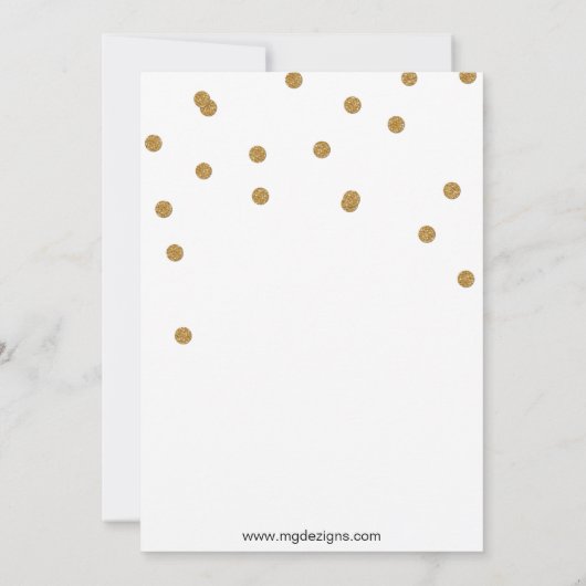 Glitzer, weiß und goldfarbene Zwillinge Babydusche Einladung (Rückseite)