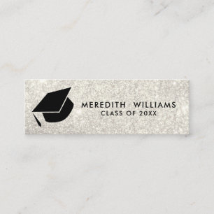 Glitzer Weiße Grad Kappe Abschluss Beilage Mini Visitenkarte