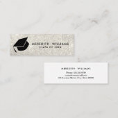 Glitzer Weiße Kappe Abschluss Beilage Mini Visitenkarte (Vorne/Hinten)