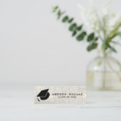 Glitzer Weiße Kappe Abschluss Beilage Mini Visitenkarte (Stehend Vorderseite)