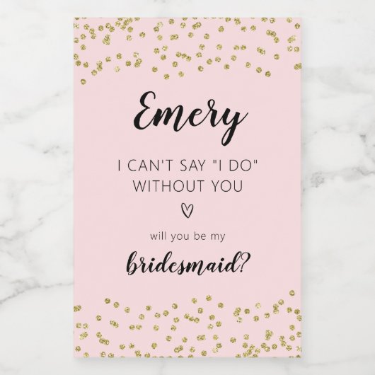 Glitzer werden Sie mein Bridesmäher-Aufkleber sein Lebensmitteletikett (Einzelnes Label)