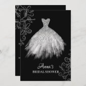 *~* Glitzer White Bridal Gown Dress Brautparty Einladung (Vorne/Hinten)