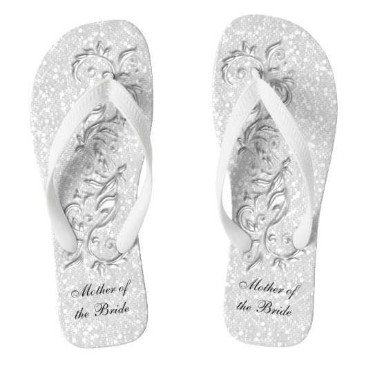 Glitzer White | Hochzeit Badesandalen (Fußbett)