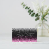 Glitzer White & Pink Star Rain Makeup Artist Card Visitenkarte (Stehend Vorderseite)