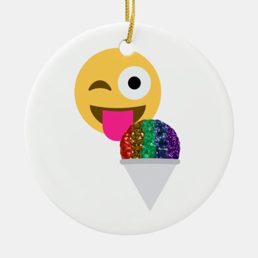 Glitzer wink Emoji Keramikornament (Vorne)