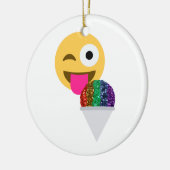 Glitzer wink Emoji Keramikornament (Links)
