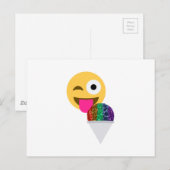 Glitzer wink Emoji Postkarte (Vorne/Hinten)