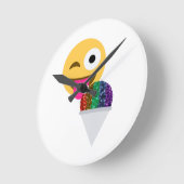 Glitzer wink Emoji Runde Wanduhr (Winkel)