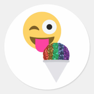 Glitzer-Wink-Emoji Runder Aufkleber