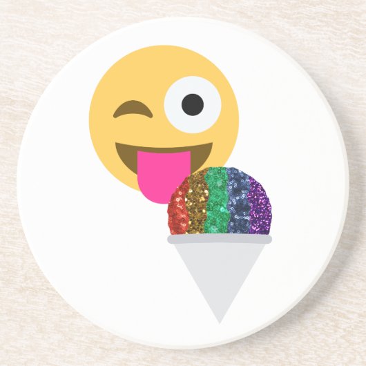 Glitzer wink Emoji Sandstein Untersetzer (Vorne)