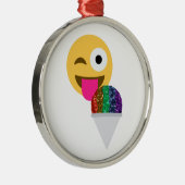 Glitzer wink Emoji Silbernes Ornament (Rechts)