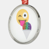 Glitzer wink Emoji Silbernes Ornament (Links)