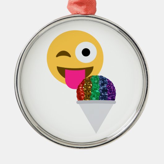 Glitzer wink Emoji Silbernes Ornament (Vorne)