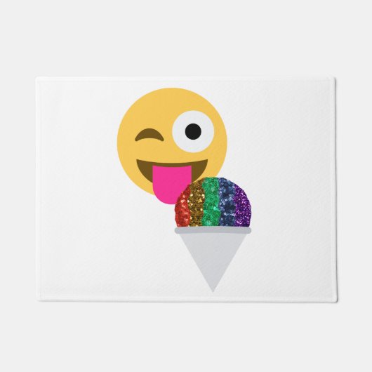 Glitzer wink Emoji Türmatte Tür (Vorderseite)