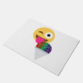 Glitzer wink Emoji Türmatte Tür (Schrägansicht)