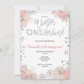 Glitzer Winter ONEderland Schnee Einladung zum Geb (Vorderseite)