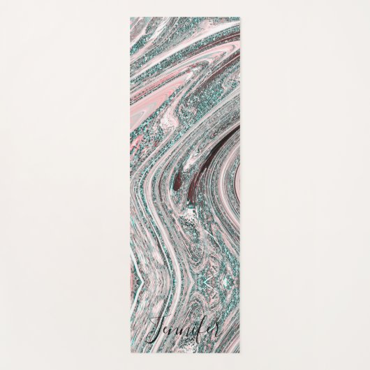 Glitzer-Wirbel-Individuelle Name aus blau und gold Yogamatte (Vorderseite)