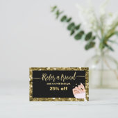 Glitzer Woman Hand Nagelsalon Referenzkarte Treuekarte (Stehend Vorderseite)