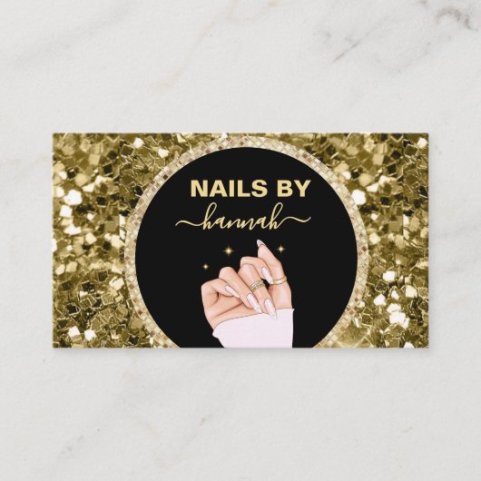Glitzer Woman Hand Nail Salon Visitenkarte (Vorderseite)