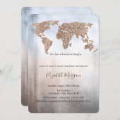 Glitzer World Map Metallic Baby Shower Einladung (Vorne/Hinten)