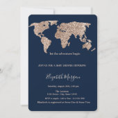 Glitzer World Map Stars Kinderdusche Einladung (Vorderseite)