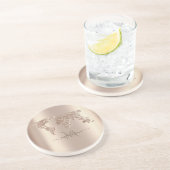 Glitzer World Map Travel Monogram Getränkeuntersetzer (Seite)