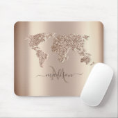 Glitzer World Map Travel Monogram Mousepad (Mit Mouse)