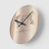 Glitzer World Map Travel Monogram     Runde Wanduhr (Winkel)