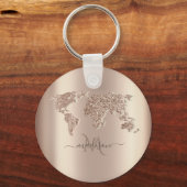 Glitzer World Map Travel Monogram Schlüsselanhänger (Vorderseite)