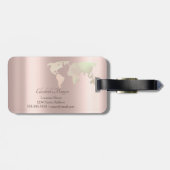 Glitzer World Map Travel Rose Gold Monogramm Gepäckanhänger (Rückseite horizontal)