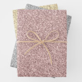 Glitzer-Wrapping-Papier Flachblech Set von 3 Geschenkpapier Set (Beispiel)