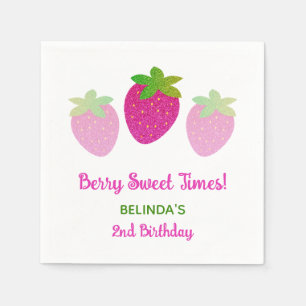 Glitzer Y2K Rosa Erdbeere 2. Geburtstag Serviette