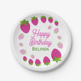 Glitzer Y2K Strawberry Berry Birthday Pappteller