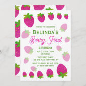 Glitzer Y2K Strawberry Berry Erster Geburtstag Einladung (Vorne/Hinten)