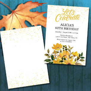 Glitzer Yellow Floral Geburtstagsparty Einladung