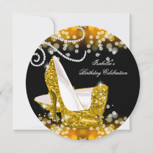 Glitzer Yellow High Heels Diamonds Geburtstag Einladung