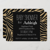 Glitzer Zebra Print Baby Dusche Einladung (Vorne/Hinten)