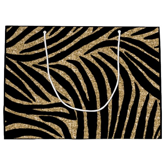 Glitzer Zebra Print Große Geschenktüte (Rückseite)