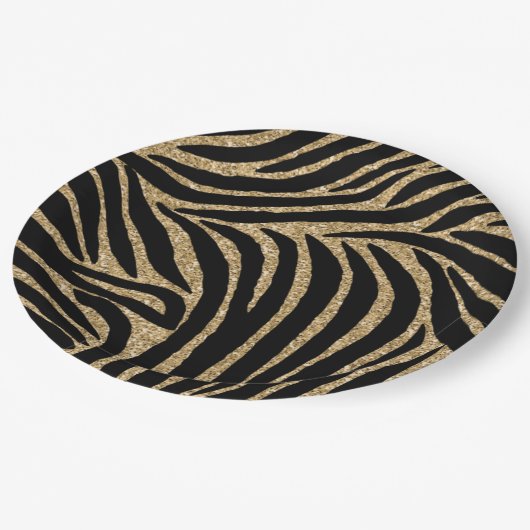 Glitzer Zebra Print Pappteller (Schrägansicht)