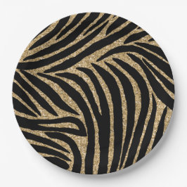 Glitzer Zebra Print Pappteller