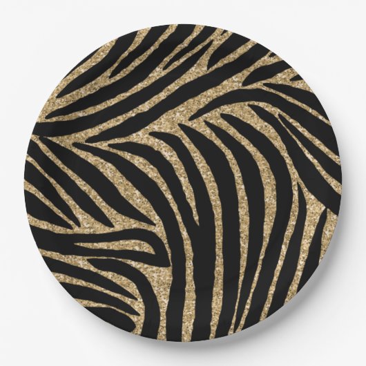 Glitzer Zebra Print Pappteller (Vorderseite)
