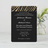 Glitzer Zebra Print Wedding mit Black and Gold Imi Einladung (Stehend Vorderseite)