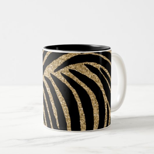 Glitzer Zebra Print Zweifarbige Tasse (VorderseiteRechts)