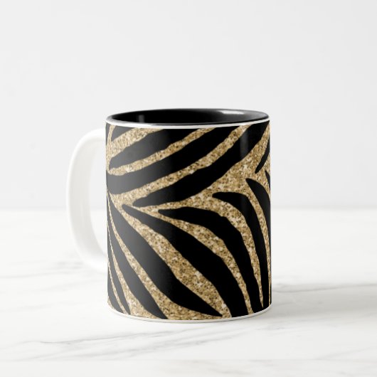 Glitzer Zebra Print Zweifarbige Tasse (Vorderseite Links)