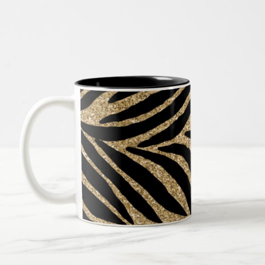 Glitzer Zebra Print Zweifarbige Tasse (Links)