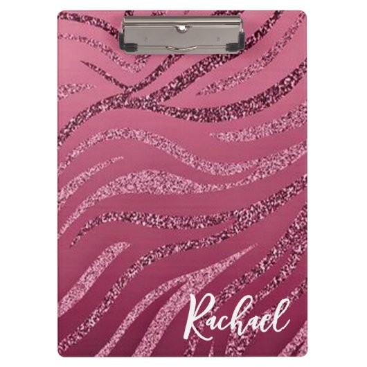 Glitzer Zebra Streifen Zwischenablage Klemmbrett (Vorderseite)