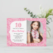 Glitzer-zehnte Geburtstags-Einladung Einladung (Stehend Vorderseite)