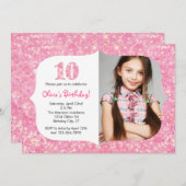 Glitzer-zehnte Geburtstags-Einladung Einladung (Vorne/Hinten)