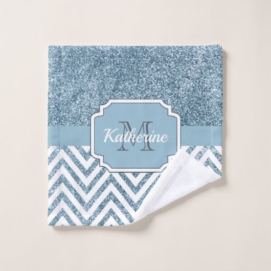 Glitzer Zickzack Badhandtuch Set (Waschlappen)
